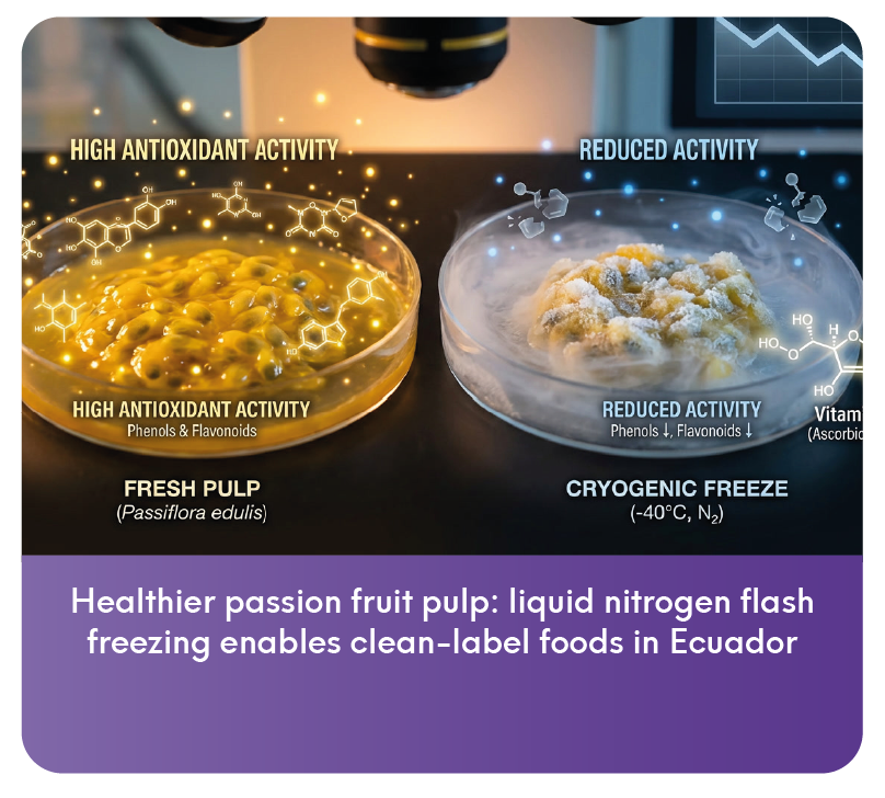 Healthier passion fruit pulp: liquid nitrogen flash freezing enables clean-label foods in Ecuador